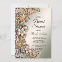 装飾金ゴールドホワイトフローラブライダルシャワー