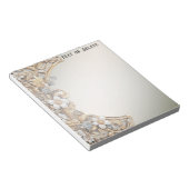 装飾金ゴールドホワイトフローラメモ帳 ノートパッド (アングル)