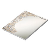 装飾金ゴールドホワイトフローラメモ帳 ノートパッド (回転)