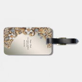 装飾金ゴールドホワイトフローララゲージタグ ラゲッジタグ (裏面横)