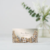 装飾金ゴールドホワイトフローラ名刺 名刺 (スタンド正面)