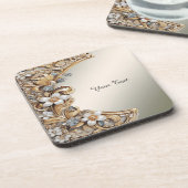 装飾金ゴールドホワイトフローラ懸命プラスチック塗装機 コースター (左側)