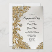 装飾金ゴールド婚約招待状 招待状 (正面)