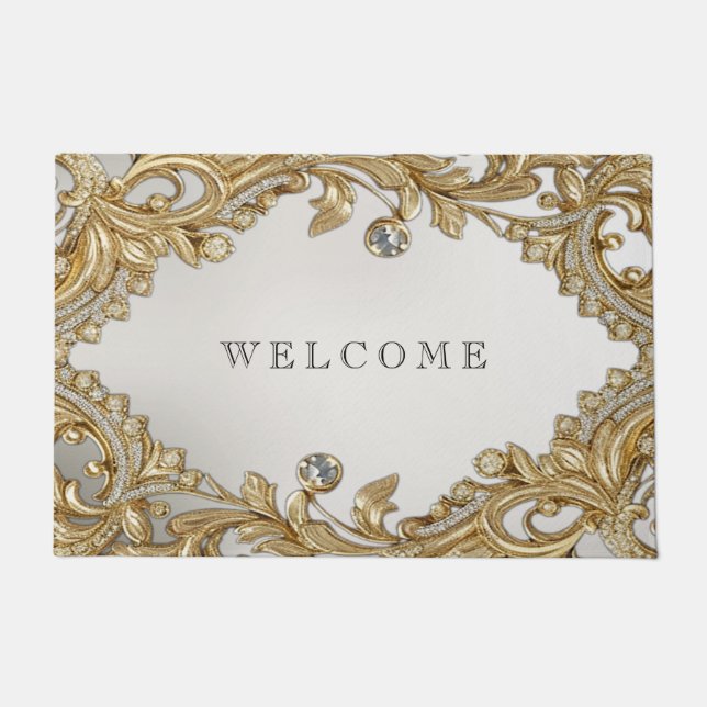 装飾金ゴールド形式 ドアマット (正面)