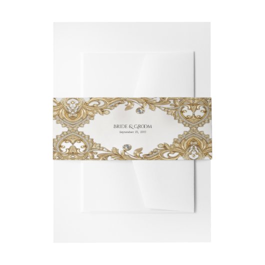 装飾金ゴールド招待状用帯 招待状ベリーバンド (正面例)