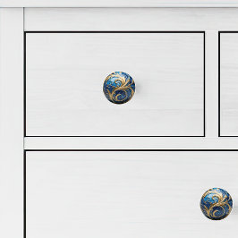 装飾金ゴールド王室のブルー華美エナメル セラミックノブ