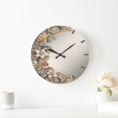 装飾金ゴールド白フローラ壁時計 ラージ壁時計 (ホーム)