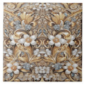装飾金ゴールド白色フローラセラミックタイル タイル (正面)