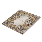 装飾金ゴールド白色フローラセラミックタイル タイル (側面)