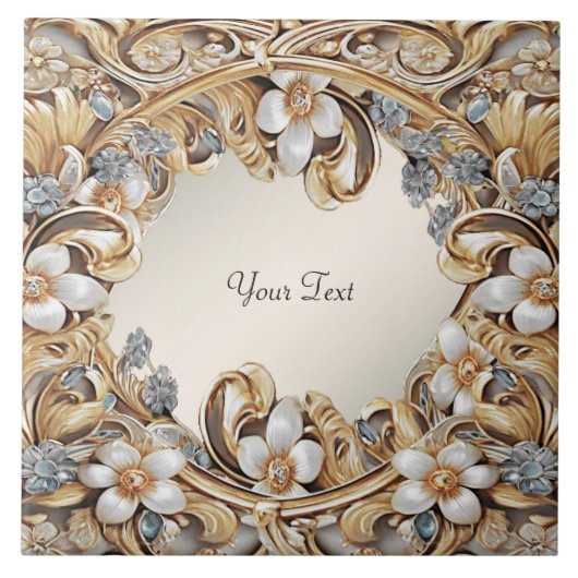 装飾金ゴールド白色フローラセラミックタイル タイル (正面)