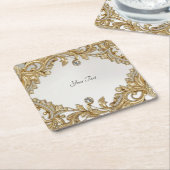 装飾金ゴールド紙コースター スクエアペーパーコースター (アングル)