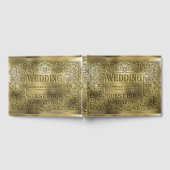 装飾金ゴールド結婚エンボスズルックゲストブック ゲストブック (全面)