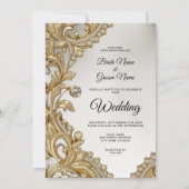 装飾金ゴールド結婚式招待状 招待状 (正面)