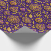 装飾金ゴールド輪郭クリスマスオーナメント ラッピングペーパー (角)