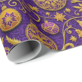 装飾金ゴールド輪郭クリスマスオーナメント ラッピングペーパー (ロールコーナー)