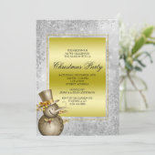 装飾金ゴールド雪だるまとグリッター、《写真》ぼけ味クリスマス 招待状 (スタンド正面)