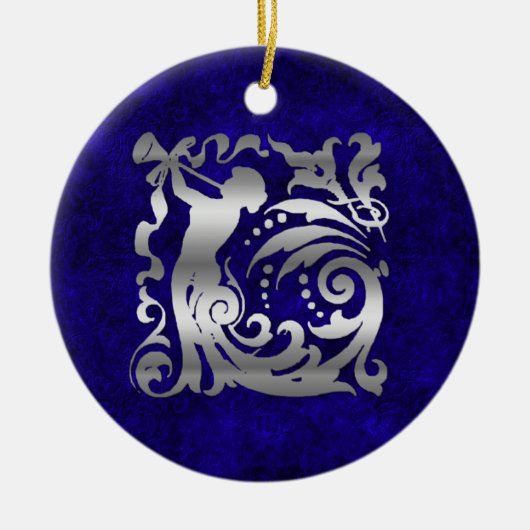 装飾銀のクリスマス セラミックオーナメント (正面)