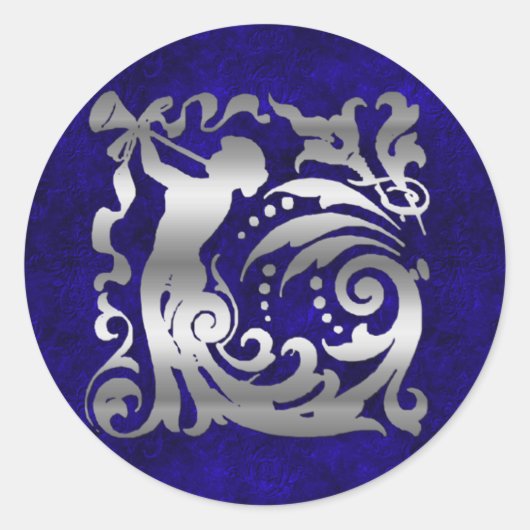 装飾銀のクリスマス ラウンドシール (正面)