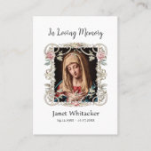 装飾銀枠バラ葬儀祈りの言葉カード プレイスカード (正面)