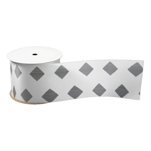 装飾銀灰色ホワイトダイヤモンドパターン サテンリボン (リール)