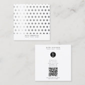 装飾銀灰色ホワイトダイヤモンドパターン スクエア名刺 (正面/裏面)