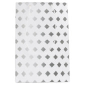 装飾銀灰色ホワイトダイヤモンドパターン ミディアムペーパーバッグ (正面)