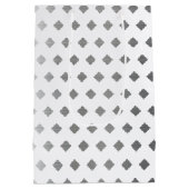 装飾銀灰色ホワイトダイヤモンドパターン ミディアムペーパーバッグ (裏面)