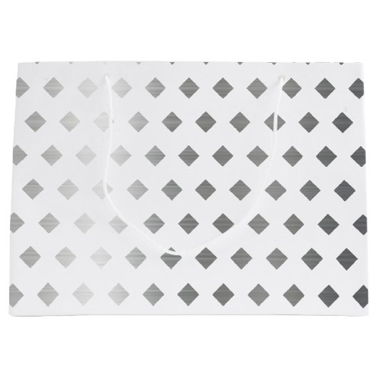 装飾銀灰色ホワイトダイヤモンドパターン ラージペーパーバッグ (正面)