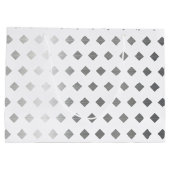 装飾銀灰色ホワイトダイヤモンドパターン ラージペーパーバッグ (裏面)