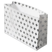 装飾銀灰色ホワイトダイヤモンドパターン ラージペーパーバッグ (裏面アングル)