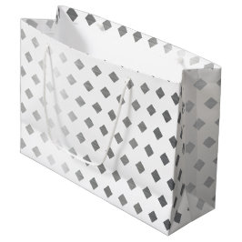 装飾銀灰色ホワイトダイヤモンドパターン ラージペーパーバッグ
