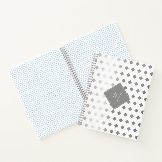 装飾銀灰色ホワイトダイヤモンドモノグラム ノートブック (内部)