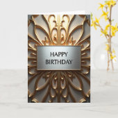 装飾銀色プレートの誕生日カード カード (黄色い花)