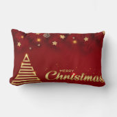 装飾雪グリッターレッド&金ゴールドメリークリスマス ランバークッション (正面)