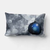 装飾雪フレーク青ボールクリスマス ランバークッション (裏面)