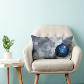 装飾雪フレーク青ボールクリスマス ランバークッション (椅子)