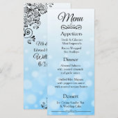 装飾青エレガント《写真》ぼけ味結婚のメニューカード メニュー (正面/裏面)