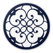 装飾青色白色模様セラミックプルノブ セラミックノブ (正面)