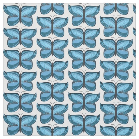 装飾青色蝶イラストレーション模様 ファブリック (見本)