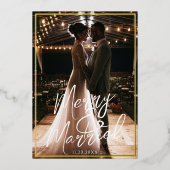 装飾額縁 結婚おめでとう カリグラフィー 写真 箔シーズンカード (正面)