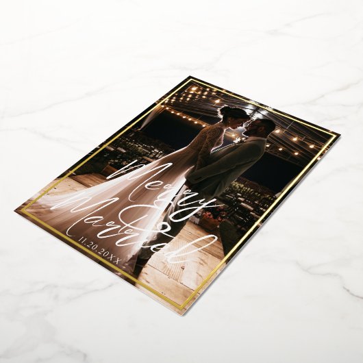 装飾額縁 結婚おめでとう カリグラフィー 写真 箔シーズンカード (回転した状態)