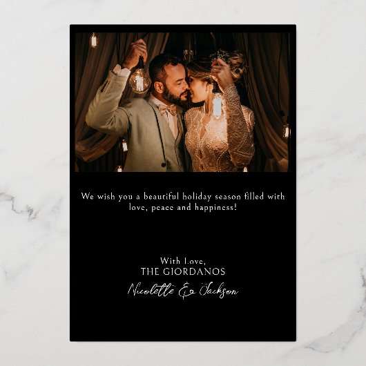 装飾額縁 結婚おめでとう カリグラフィー 写真 箔シーズンカード (裏面)