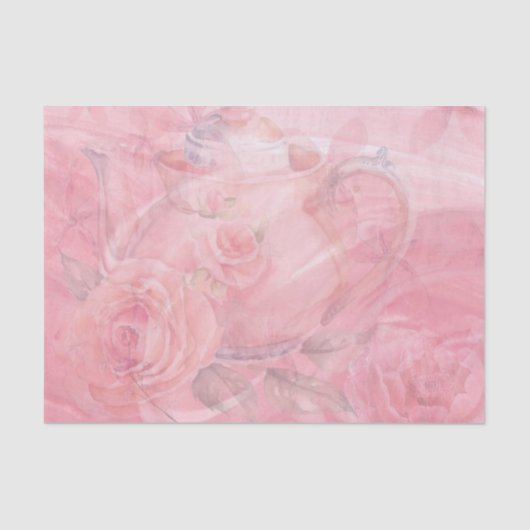 装飾魅力的ピンクデカップティーポットデザイン 薄葉紙 (正面)