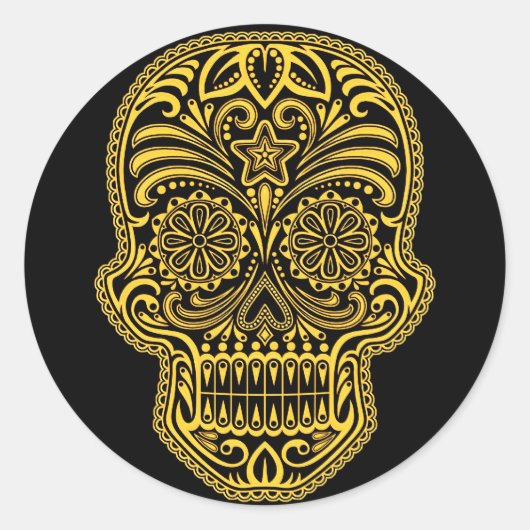 装飾黄及び黒糖スカル ラウンドシール (正面)