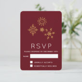 装飾黄金の雪の結晶クリスマスRSVP 出欠カード (スタンド正面)