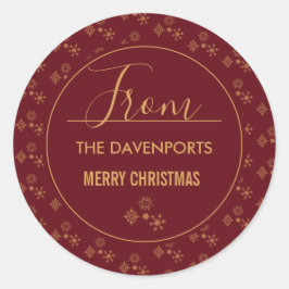 装飾黄金の雪片クリスマスパターン ラウンドシール