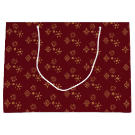 装飾黄金の雪片クリスマスパターン ラージペーパーバッグ