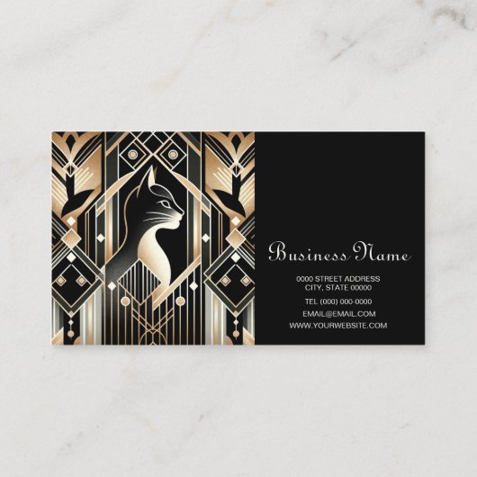 装飾黒猫抽象芸術名刺 名刺 (裏面)