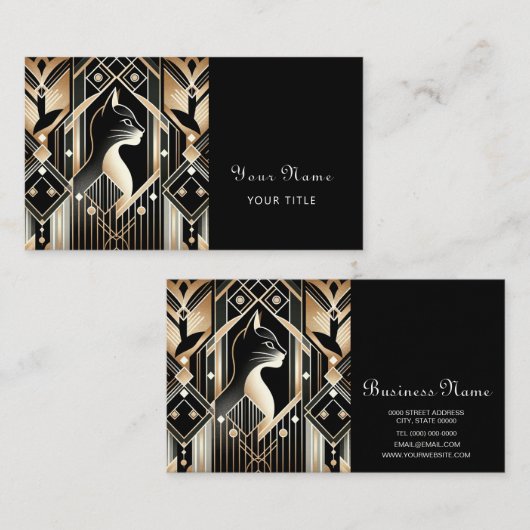 装飾黒猫抽象芸術名刺 名刺 (正面/裏面)