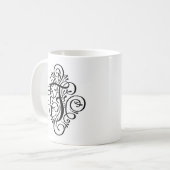 装飾 モノグラム スワッシュ オーダーメイド コーヒーマグカップ (正面左)